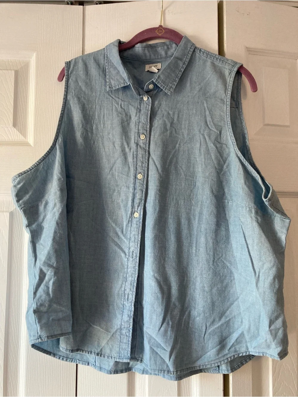 J. Crew sleeveless lightweight denim button up 3X